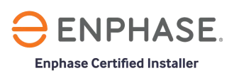 Enphase logo with orange circular icon and gray ENPHASE wordmark and small tagline beneath